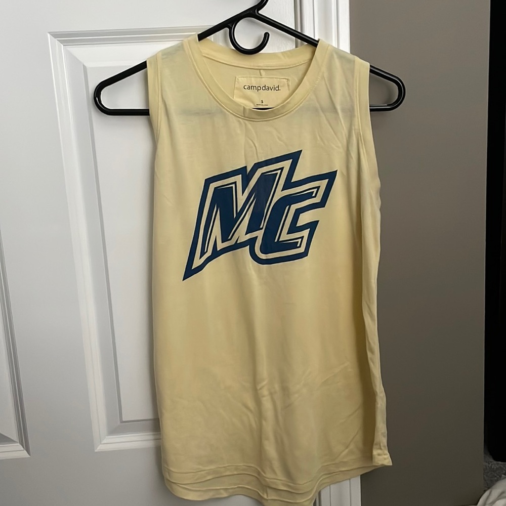 Yellow MERRIMACK COLLEGE tank top workout top